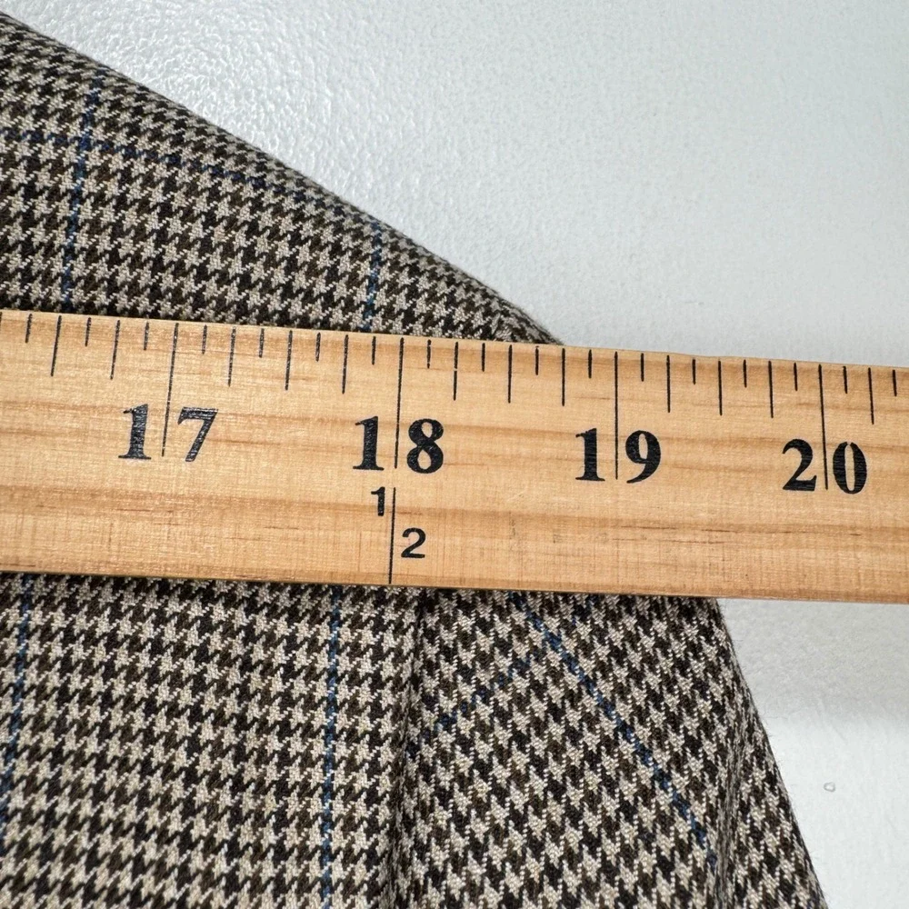 Lauren Ralph Lauren Blazer Sport Coat Men 44R Houndstooth Brown 2 Btn Poly Rayon